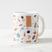 Zonnig strand leuk patroon grote koffiekop (Voorkant rechts)