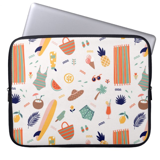 Zonnig strand leuk patroon laptop sleeve (Voorkant)