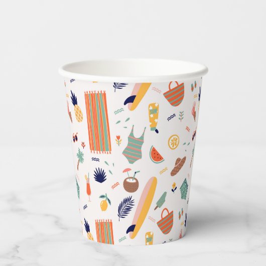 Zonnig strand leuk patroon papieren bekers (Achterkant)