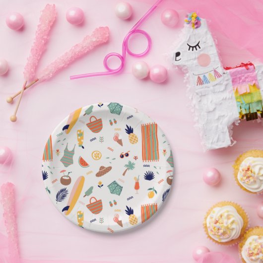 Zonnig strand leuk patroon papieren bordje (Feest)