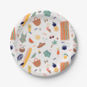 Zonnig strand leuk patroon papieren bordje (Voorkant)