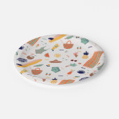 Zonnig strand leuk patroon papieren bordje (Gekanteld)