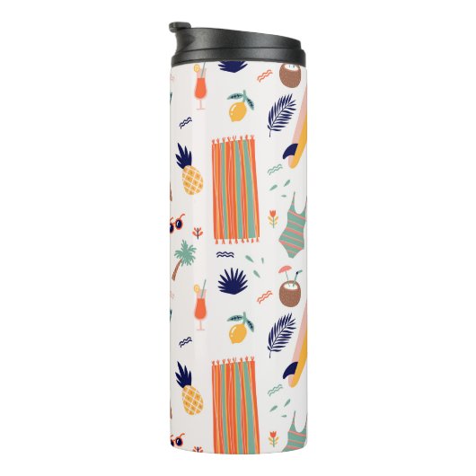 Zonnig strand leuk patroon thermosbeker (Geroteerd rechts)