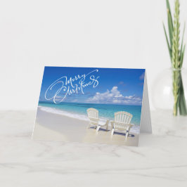 Zonnig strand met 2 stoelen Kerst Kaart