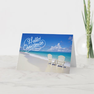 Zonnig strand met 2 strandstoelen Kerstkaart Feestdagen Kaart