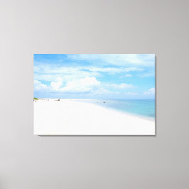 Zonnig strand met wit zand zee landschap reis foto canvas afdruk