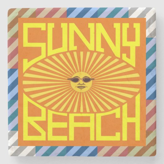 Zonnig strand Moderne Kunst Stenen Onderzetter (Voorkant)