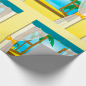 Zonnig strandzicht door open raam cadeaupapier