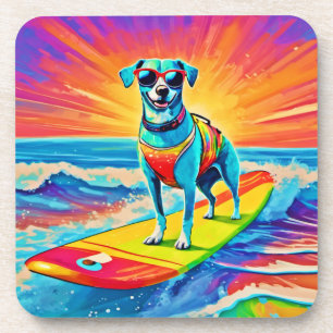 Zonnig Surfen Pup: Beach Bliss Bier Onderzetter