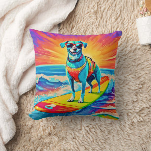 Zonnig Surfen Pup: Beach Bliss Kussen