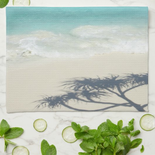 Zonnig Tropisch Strand Oceaan Paradijs Theedoek (Gevouwen)