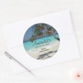 Zonnig tropisch strand Ocean Paradise Business Ronde Sticker (Envelop)