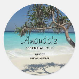 Zonnig tropisch strand Ocean Paradise Business Ronde Sticker