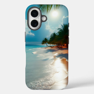 Zonnig Tropisch Strand Palmboom iPhone 16 Hoesje