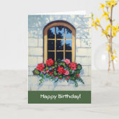 Zonnig Venster met Bloemen, het Schilderen, Kaart (Gele Bloem)