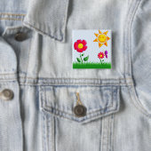 Zonnig Vierkante Button 5,1 Cm (In situ)