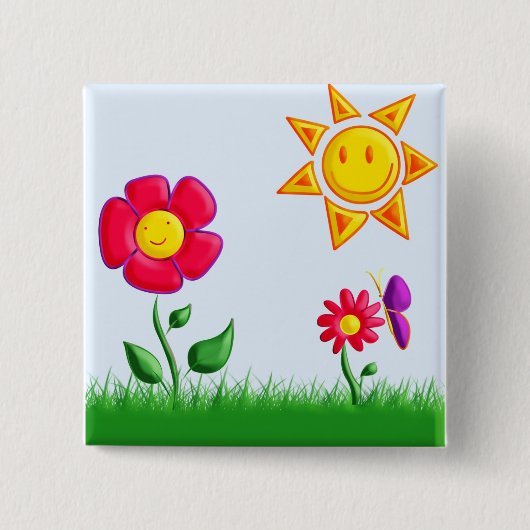 Zonnig Vierkante Button 5,1 Cm (Voorkant)
