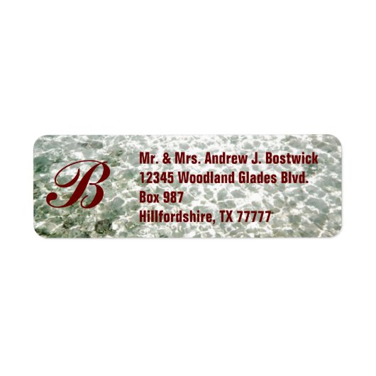 Zonnig water monogram etiket (Voorkant)
