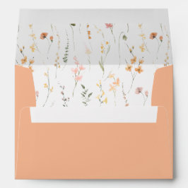 Zonnig Wildflower Patroon Bruiloft Perzik ID1023 Envelop