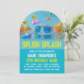 Zonnig zwembad, verjaardagsfeestje kaart (Staand voorkant)