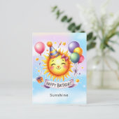 Zonnige aangepaste naam Gefeliciteerd met je verja Briefkaart (Staand voorkant)