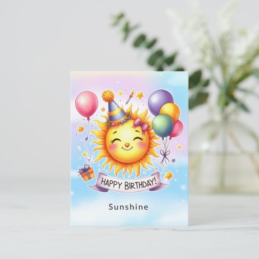 Zonnige aangepaste naam Gefeliciteerd met je verja Briefkaart (Staand voorkant)