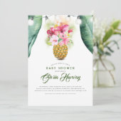 Zonnige ananas bloemenvaas strand Baby shower Kaart (Staand voorkant)
