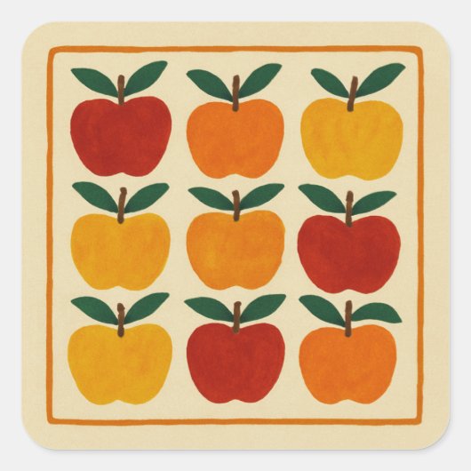 Zonnige appel arrangement vierkante sticker (Voorkant)