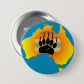 Zonnige Australië kaartbeer met retro zonsondergan Ronde Button 7,6 Cm (Voorkant /achterkant)