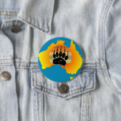 Zonnige Australië kaartbeer met retro zonsondergan Ronde Button 7,6 Cm (In situ)
