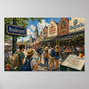 Zonnige Belgische Boulevard Droomposter Poster