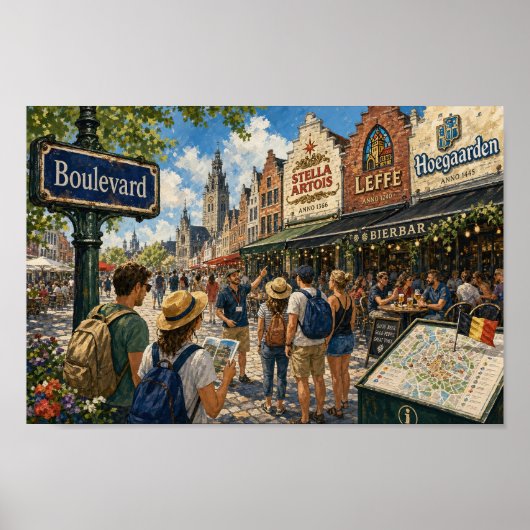 Zonnige Belgische Boulevard Droomposter Poster (Voorkant)