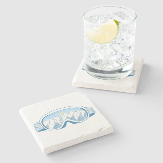 Zonnige berg ski-bril illustratie stenen onderzetter (Zijkant)