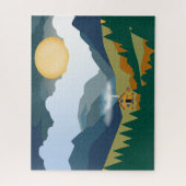 Zonnige bergvallei blokhut legpuzzel (Verticaal)