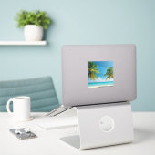 Zonnige bestemmingsvibe sticker (Laptop op bureau)