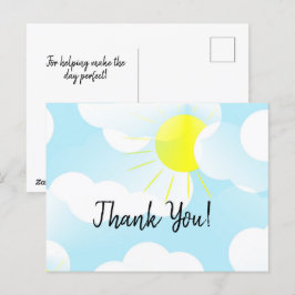 Zonnige Blauwe Zomerlucht met Wolken Dank Je Briefkaart