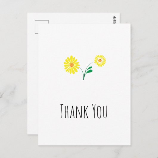 Zonnige bloem dank u briefkaart (Voorkant / Achterkant)