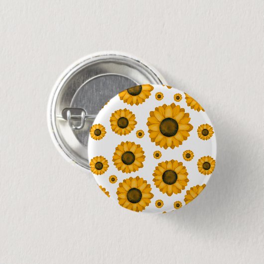 Zonnige Bloem Knop Ronde Button 3,2 Cm (Voorkant /achterkant)