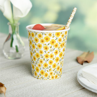 "Zonnige Bloemen Papieren Bekers - 8oz, Zomer Papi