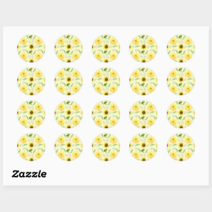 Zonnige Bloemen Patroon servetten Ronde Sticker