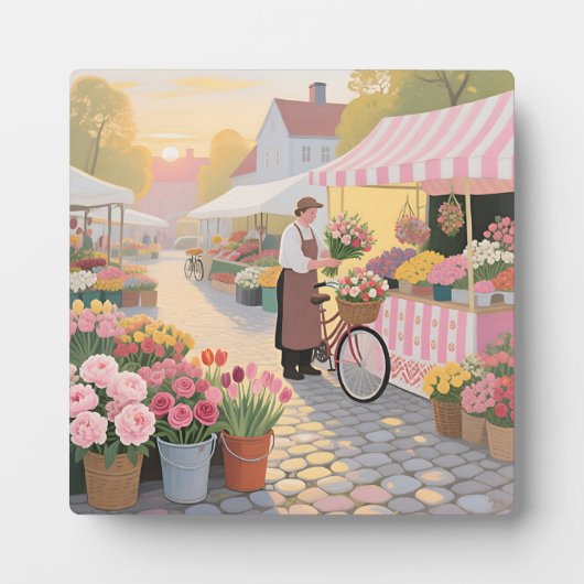 Zonnige bloemenstraat scène fotoplaat (Voorkant)