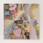 Zonnige bloemenstraat scène legpuzzel (Horizontaal)