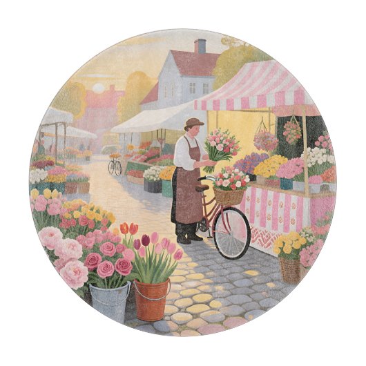 Zonnige bloemenstraat scene snijplank (Voorkant)