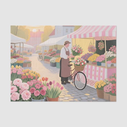 Zonnige bloemenstraat scène tissuepapier (Voorkant)