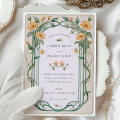 Zonnige bloesem geel groen bruiloft uitnodiging