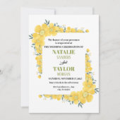 Zonnige Bloesems , Een Levendig Geel Bloem Bruilof Kaart (Voorkant)