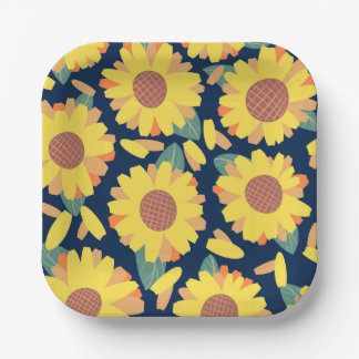 Zonnige Bloom Doodles Papieren Bordje