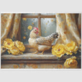 Zonnige Boerderij Kip Gele Rozen Decoupage Tissuepapier (Voorkant)