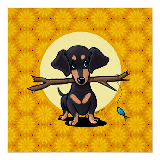 Zonnige Boho Dachshund Hond Perfect Poster (Voorkant)
