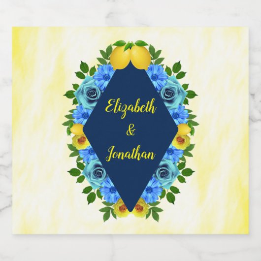 Zonnige citroen bloemenbruiloft bier etiket (Enkel label)